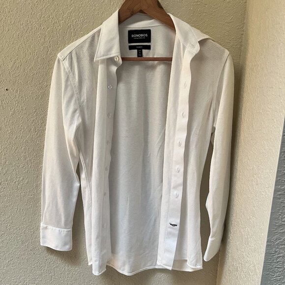 Bonobos Long Sleeve Collared Dress Shirt Tailored Fit Stretch Wrinkle-Free White - Picture 1 of 4